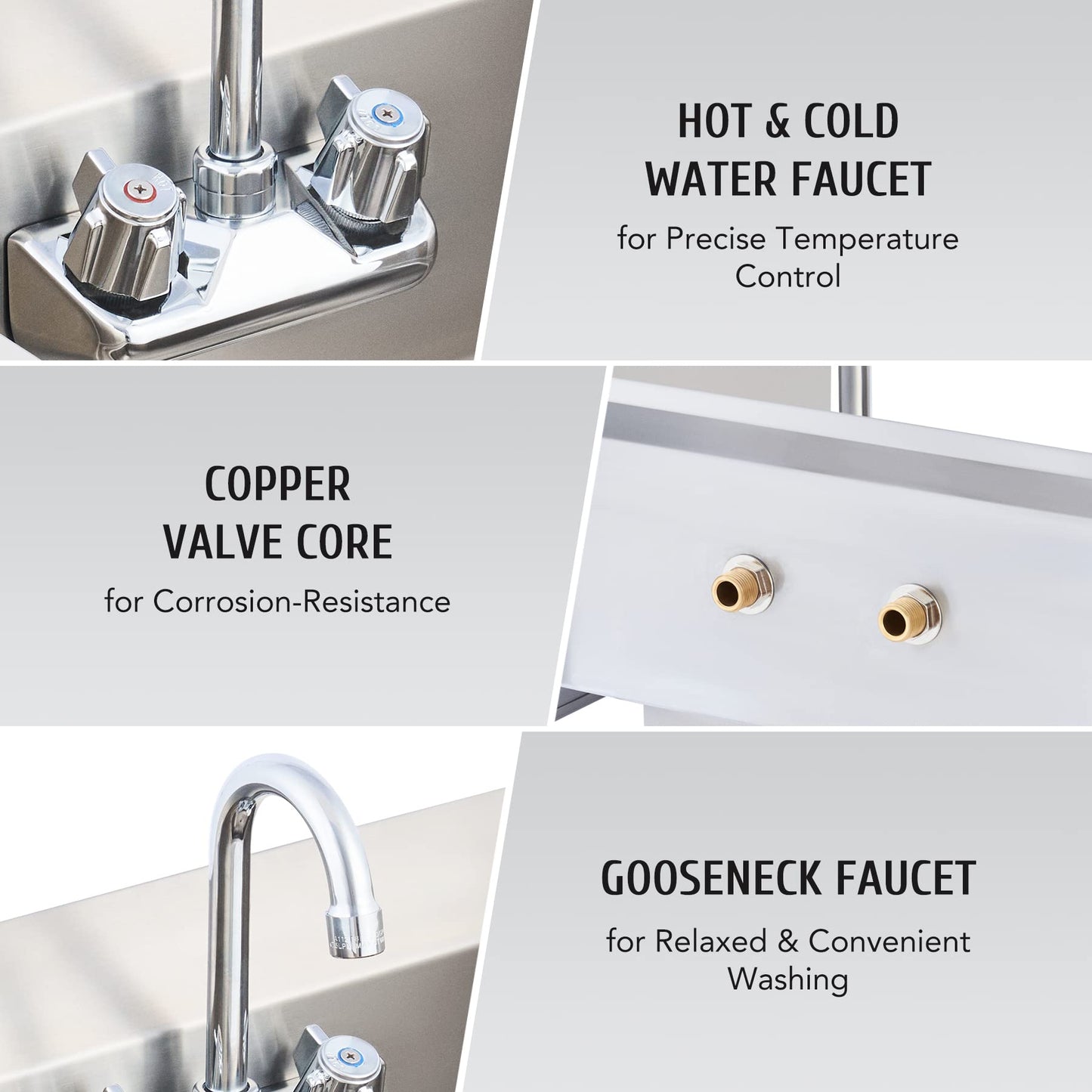 WILPREP Commercial Stainless Steel Sink for Hand Washing, NSF Commercial Utility Sink with Faucet and Side Splash, Wall Mount Kitchen for Restaurant Bar RV Bathroom Laundry Room (17 x 15 Inches)